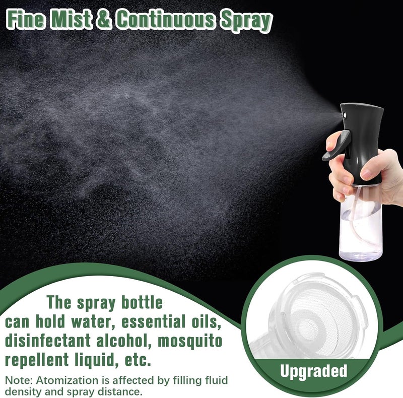 Fun Gift Spray Bottle For Hair,Continuous Water Mister for Hairstyling, Salons, Cleaning, Plants,Essential Oil Scents,Ultra Fine Mist Sprayer,6.8 OZ /200 ML-Black - Image 2